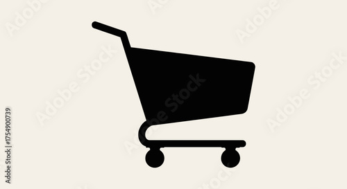 Simple black shopping cart icon on a plain background.