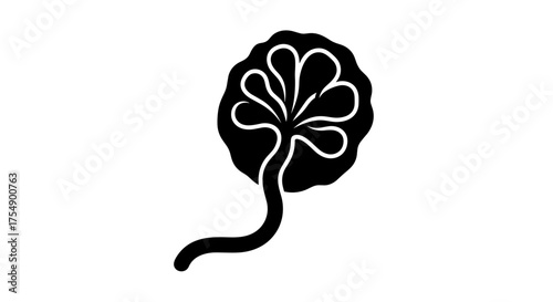 Simple black silhouette icon of Aspergillus mold fungus.
