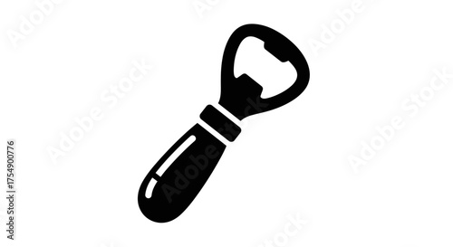 Simple Black Silhouette of a Bottle Opener Tool.
