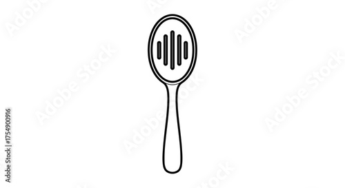 Simple slotted spoon kitchen utensil icon isolated on white.