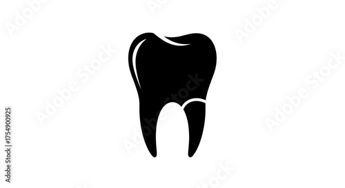 Single black tooth silhouette on a clean white background.
