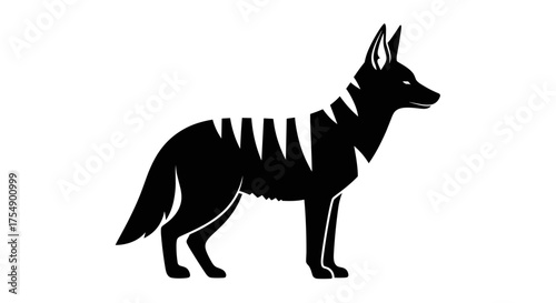 Striking Black and White Silhouette of a Wild Dog.
