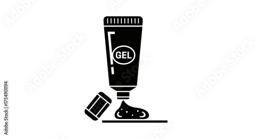 Tube of gel squeezed onto a surface with the cap off.