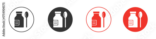 Syrup medicine bottle icon for ui or ux isolated on white for mobile app, editable