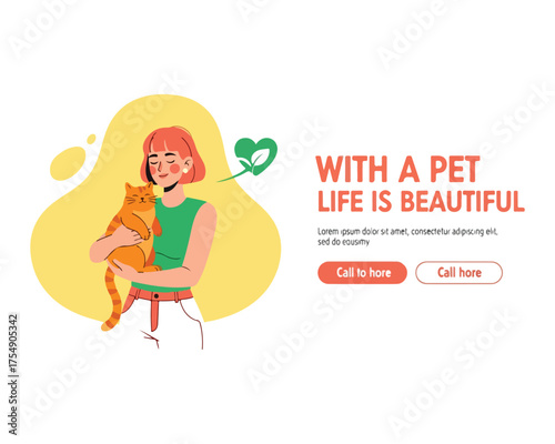 Happy Pet Owner Embracing Domestic Cat for Emotional Support