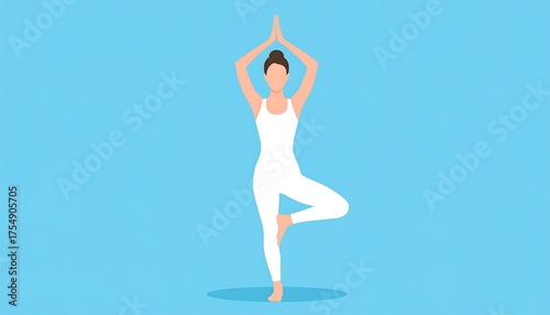 Woman in yoga tree pose