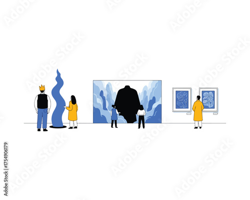 People Visiting a Modern Art Museum and Gallery to Appreciate Contemporary Culture