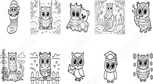 Forest Owlets – Baby Owl Coloring Illustration Pack