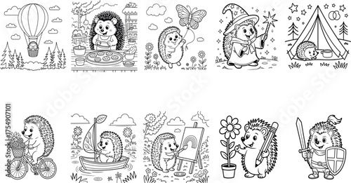 Garden Hedgehogs – Cute Hedgehog Coloring Pages