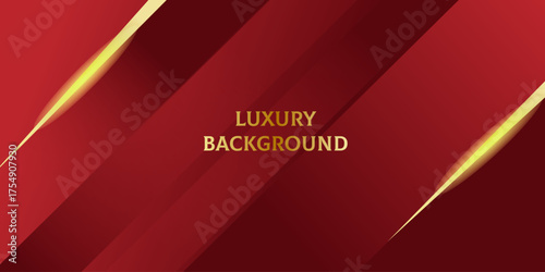 Modern red and gold luxury background with geometric diagonal lines and soft glow, perfect for premium branding, corporate events, invitations, presentations, or website design.