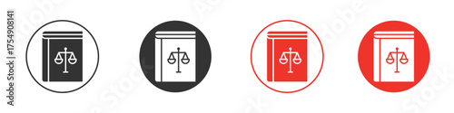 Law book icon for ui or ux isolated on white for mobile app, editable