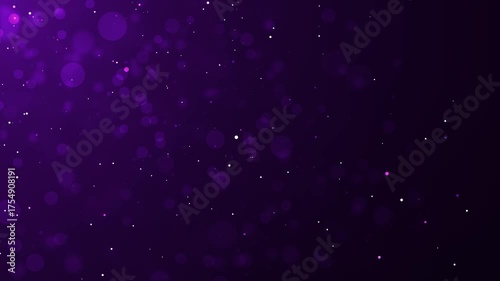 Purple particles moving in a circular path with shiny dot particles on a purple background
