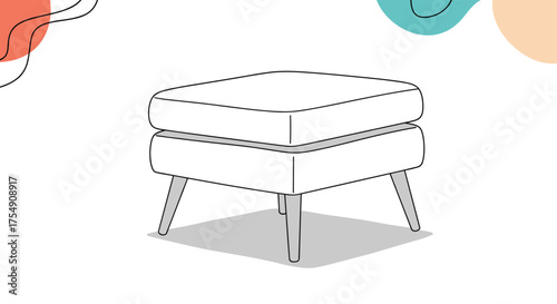 Stylish and comfortable square ottoman with tapered wooden legs is a perfect addition to any room.