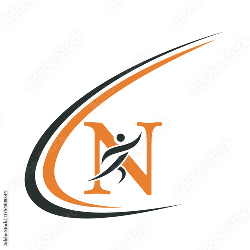 Initial Fitness Logo combine with letter N vector template
