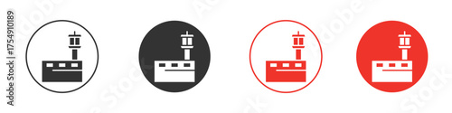 Flight Control tower icon for ui or ux isolated on white for mobile app, editable