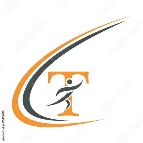 Initial Fitness Logo combine with letter T vector template