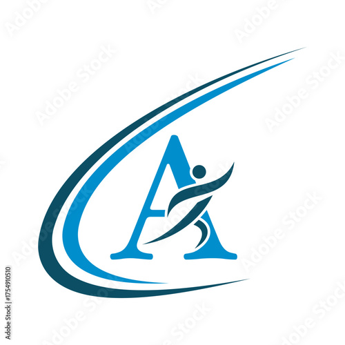 Initial Fitness Logo combine with letter A vector template
