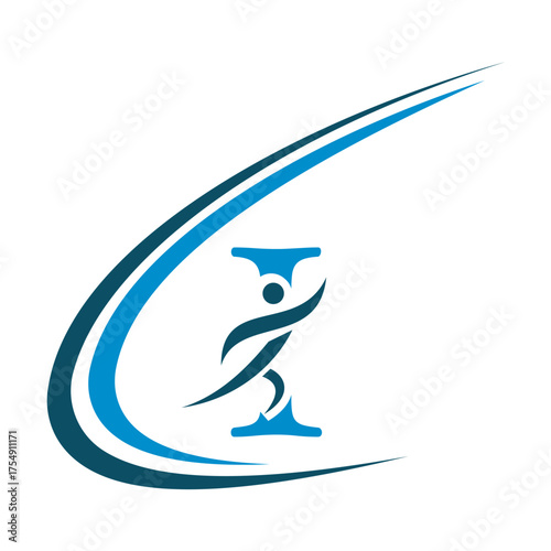 Initial Fitness Logo combine with letter I vector template