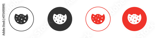 Cookie icon for ui or ux isolated on white for mobile app, editable