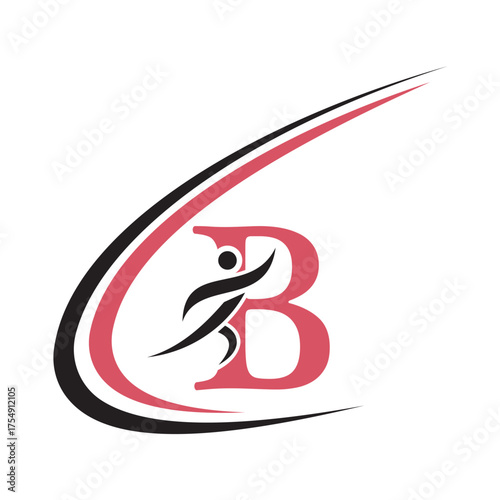 Initial Fitness Logo combine with letter B vector template