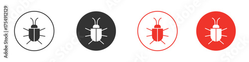 Computer bug icon for ui or ux isolated on white for mobile app, editable