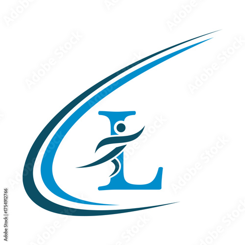 Initial Fitness Logo combine with letter L vector template