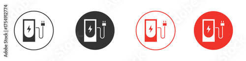 Charging station icon for ui or ux isolated on white for mobile app, editable