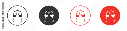 champagne glasses icon for ui or ux isolated on white for mobile app, editable