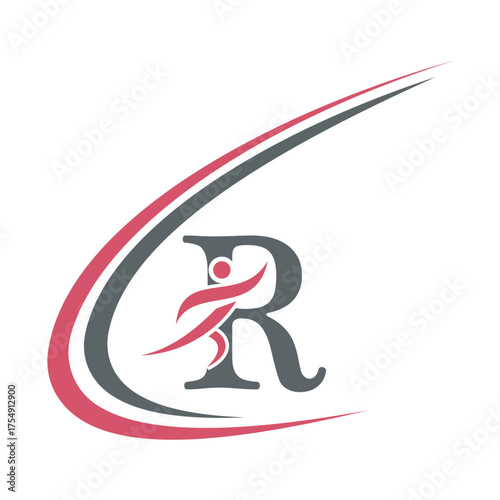 Initial Fitness Logo combine with letter R vector template
