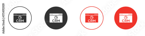 CRM icon for ui or ux isolated on white for mobile app, editable