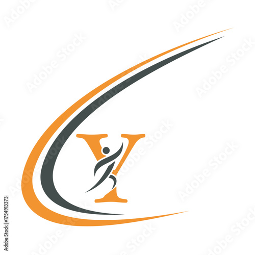 Initial Fitness Logo combine with letter Y vector template