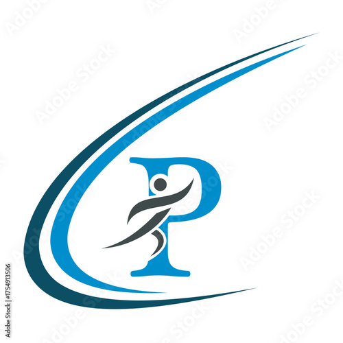 Initial Fitness Logo combine with letter P vector template