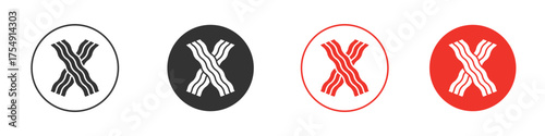 Bacon icon for ui or ux isolated on white for mobile app, editable