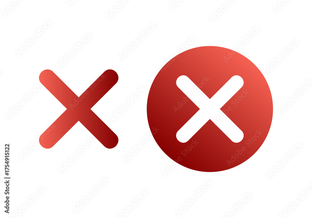 Obraz premium Red Gradient Close X Icon Representing Cancel or Exit Button for Modern Web and App Interface