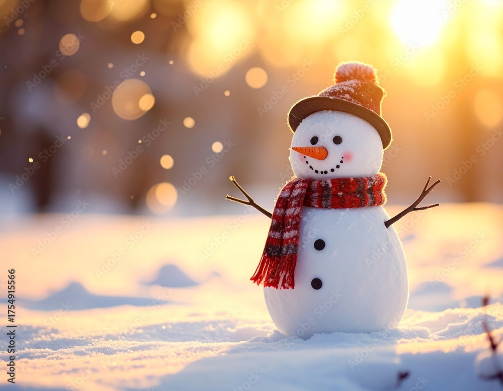 Obraz premium Winter magic with a tiny snowman.