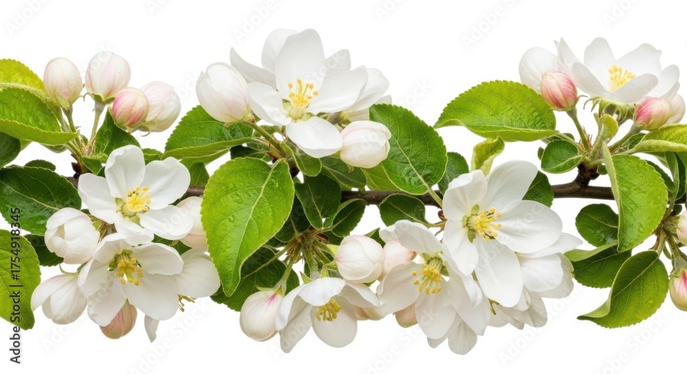 Fototapeta premium Spring blossom border on isolated on white background