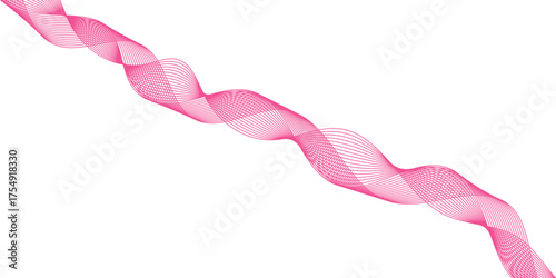 Abstract background with colorful waves design 3d rendering A wave of particles. pink wave background. red lines vector banner template. Suit for poster, cover, banner, brochure Vector Illustration.