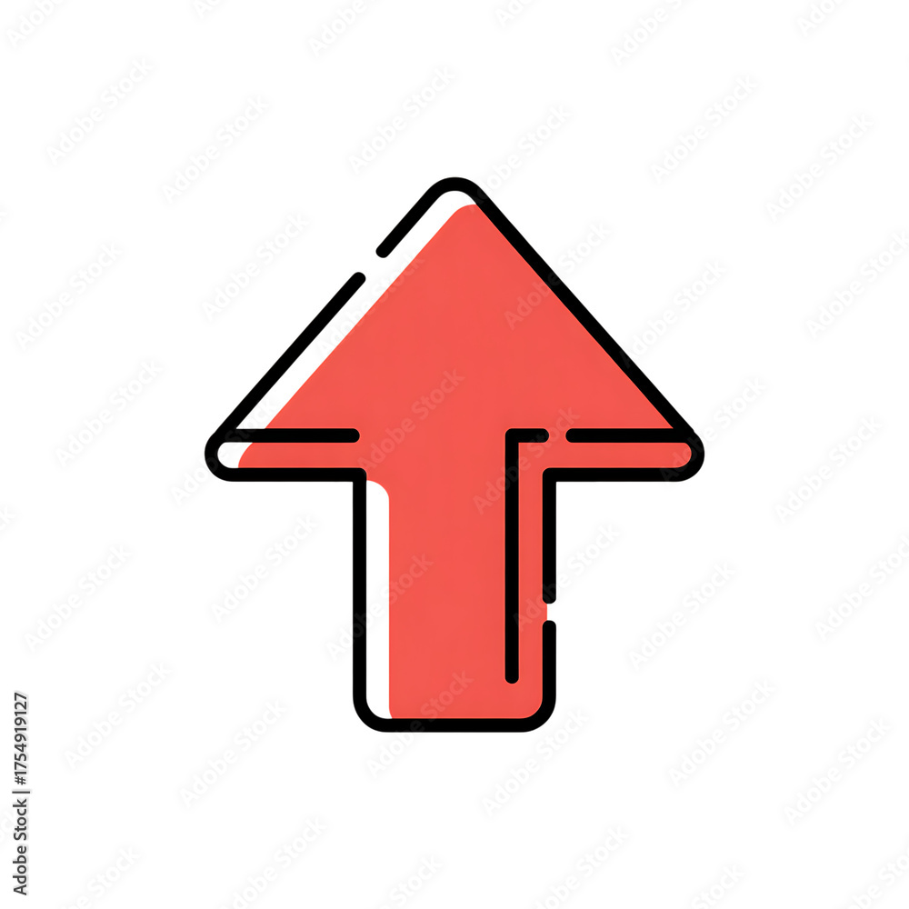 Naklejka premium Red arrow pointing upwards isolated on transparent background