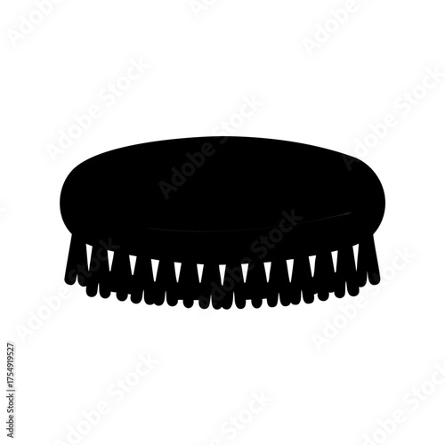 Isolated silhouette of a round scrubbing brush, a tool for cleaning purposes
