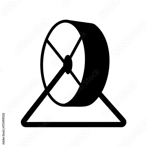 Simple minimalist illustration of a lottery drum machine in black and white