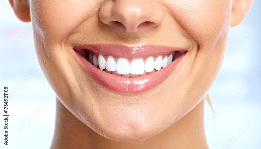 Obraz premium Smiling woman showcasing bright smile after professional teeth whitening treatment procedure