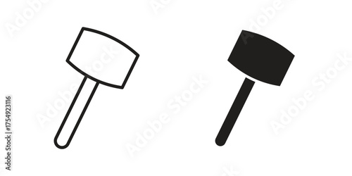 Wooden mallet icon pictogram template, Simple outline and filled style.