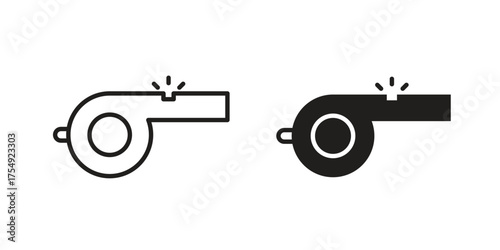 Whistle icon pictogram template, Simple outline and filled style.