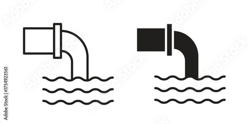 Waste water icon pictogram template, Simple outline and filled style.