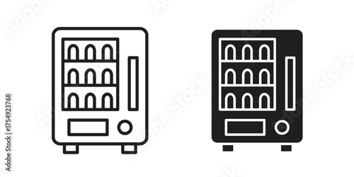 Vending machine icon pictogram template, Simple outline and filled style.