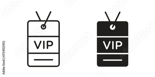 VIP neck tag icon pictogram template, Simple outline and filled style.