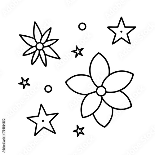 mix of flowers and stars pattern