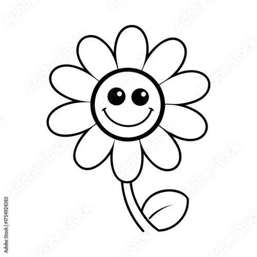 single daisy with big smiling face 