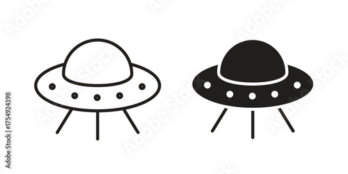 UFO icon pictogram template, Simple outline and filled style.