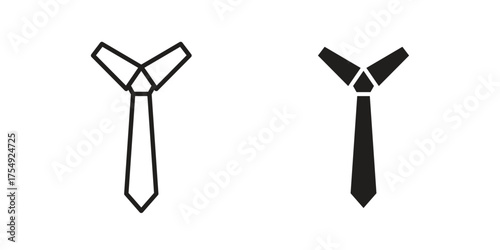 Tie icon pictogram template, Simple outline and filled style.